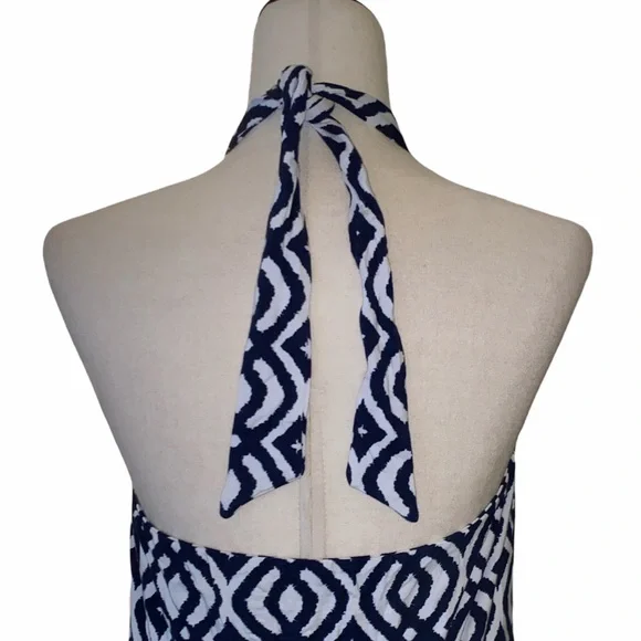 Vineyard Vines Halter Maxi Navy Blue Dress - L - Picture 8 of 12